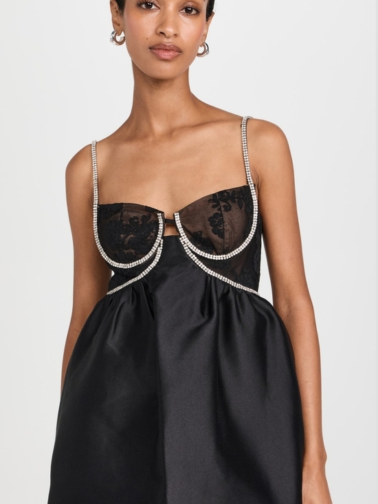 Self-Portrait Dresses & Skirts - Self Portrait Black Taffetta Diamante Mini Dress
